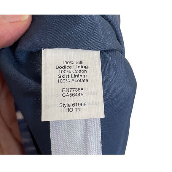 J. Crew Collection Silk Strapless Sheath Dress Sz 4 Blue Ikat 90's - Picture 8 of 9